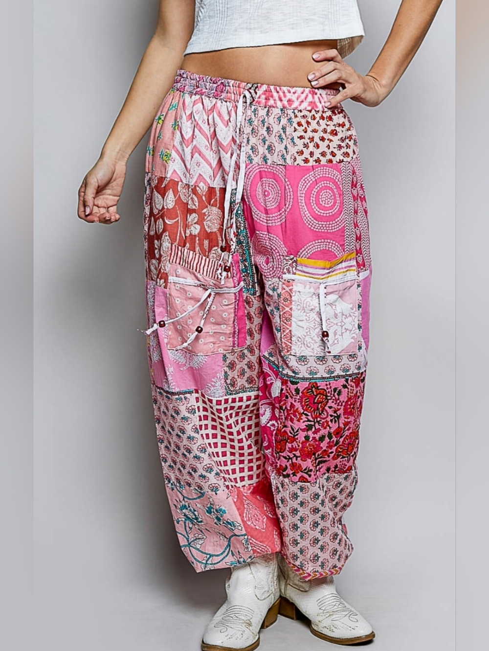 #1552 POL Color Me Free Patchwork Joggers